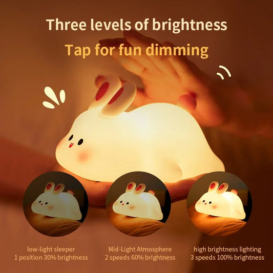 Cute Rabbit Silicone Lamp Soft Touch Night Light For Kids And Home Decor Regular